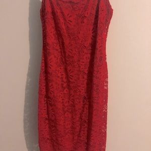 Cute red lace flower dress
